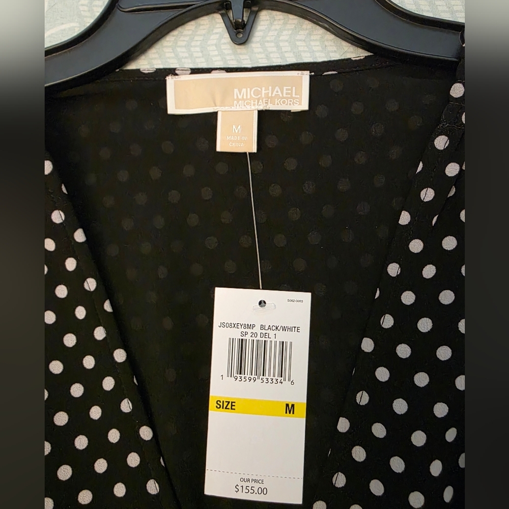 Michael By Michael Korrs Elegant Black and White Polka Dot Dress - Picture 3 of 6